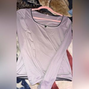 Gray Lace trim buttery long sleeve